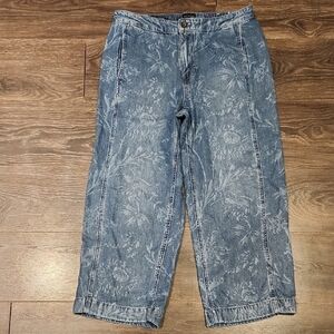 ❤️ TALBOTS HIGH RISE WIDE LEG CROP JEANS IN MYSTIQUE FLORAL PRINT, 8 (29)